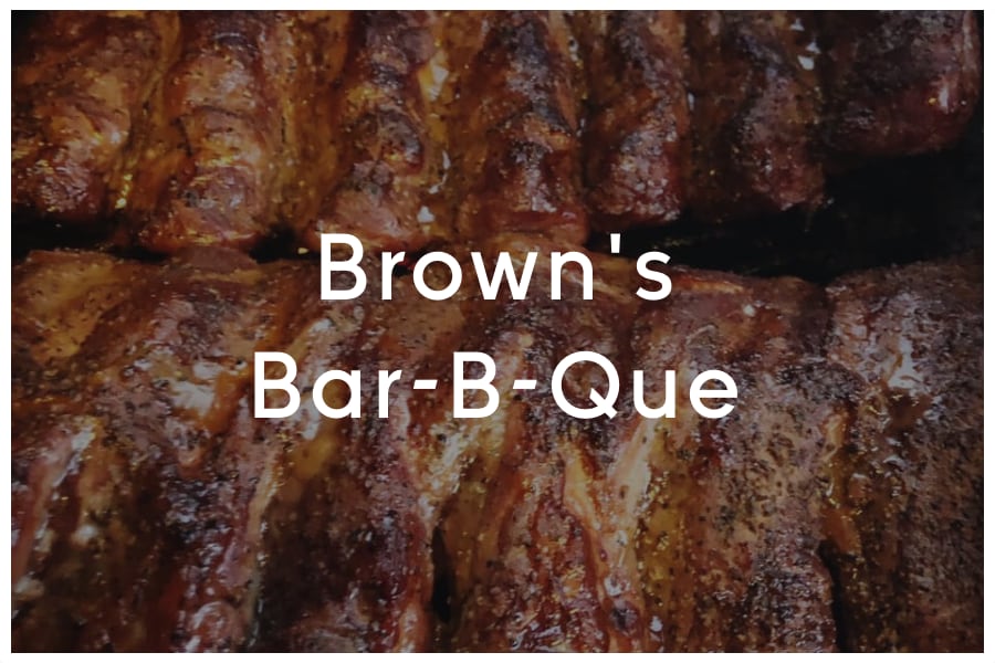 <span>Brown's Bar-B-Que<br><br>1901 S Lamar Blvd<br>Austin, TX 78704<br><br>(512) 517-8520</span>