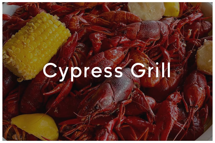 <span>Cypress Grill<br><br>4404 W William Cannon Drive<br>Austin, TX 78749<br><br>(512) 358-7474</span>