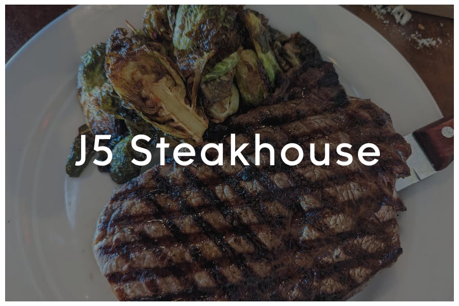 <span>J5 Steakhouse<br><br>21814 State Hwy 71 W<br>Spicewood, TX 78669<br><br>(512) 428-5727</span>