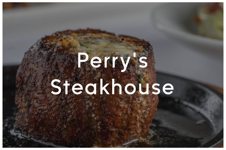 <span>Perry's Steakhouse<br><br>11801 Domain Blvd<br>Austin, TX 78758<br><br>(512) 270-6880</span>